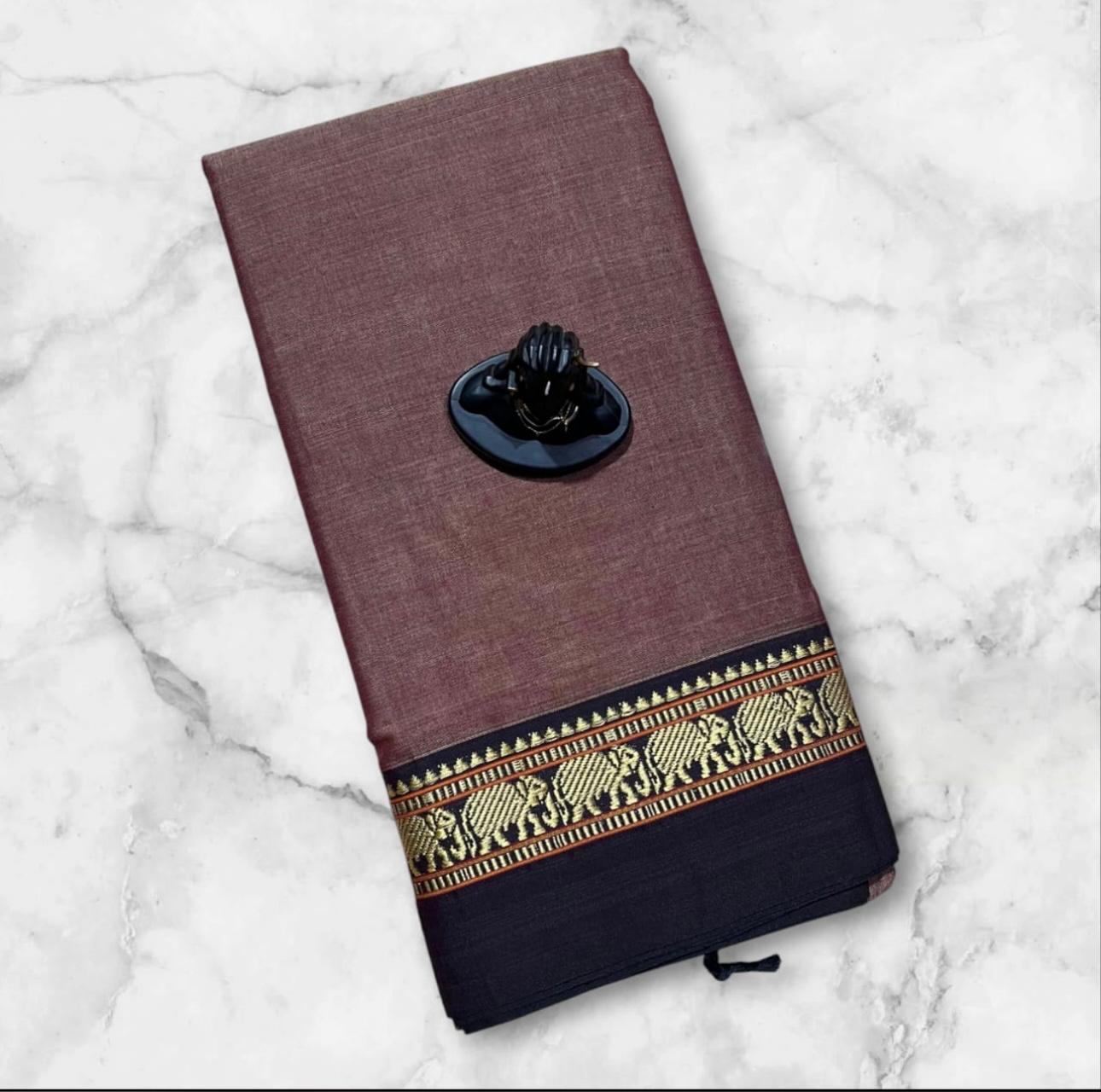 Brown & Black cotton saree - Can be converted to dance practise saree