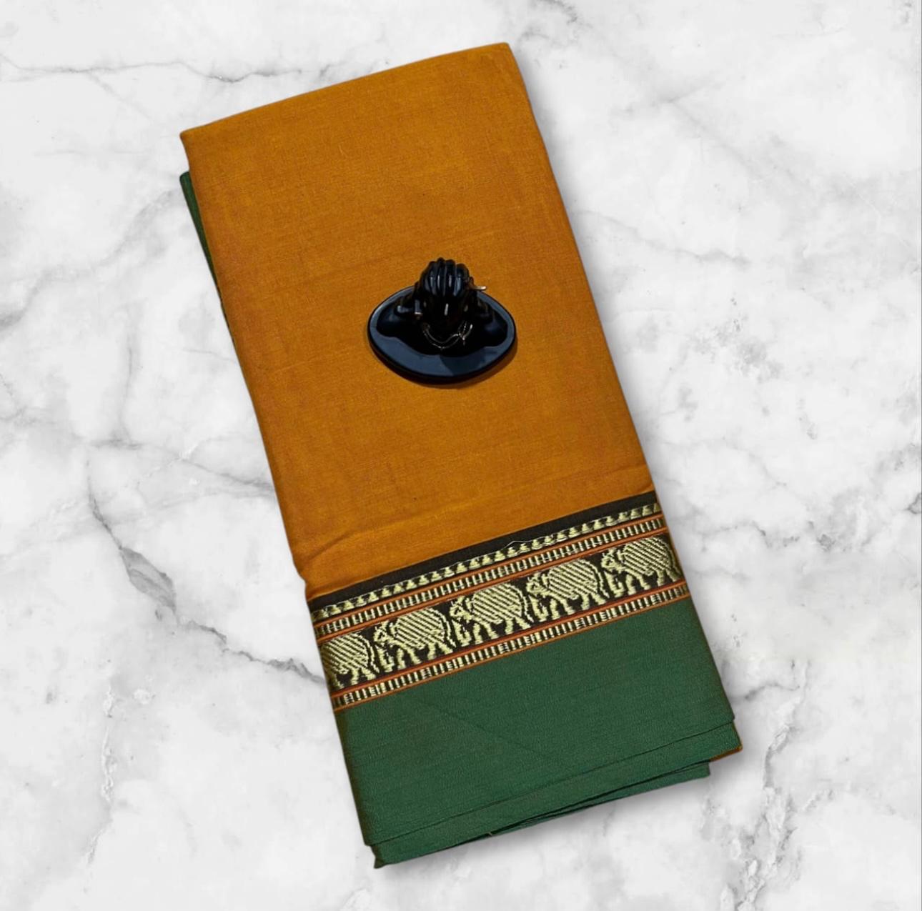 Gold & Green cotton saree - can be converted to practise saree