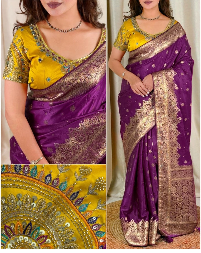 Banarasi satin silk Blouse- Minzari satin