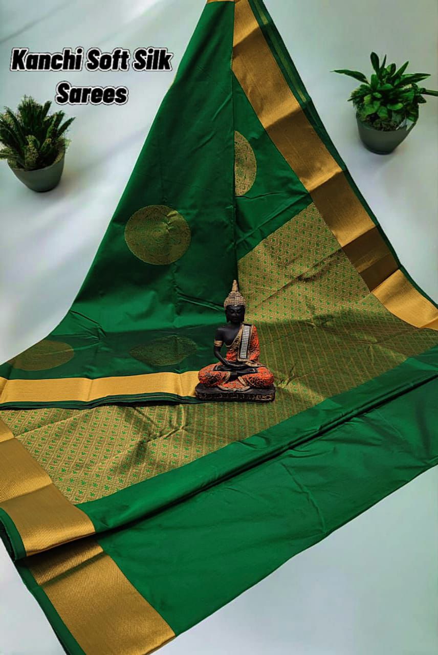 Green & Bronze Kanchipuram Soft Silk