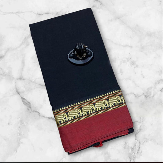 Black & Red cotton saree - Can be converted to dance practise saree