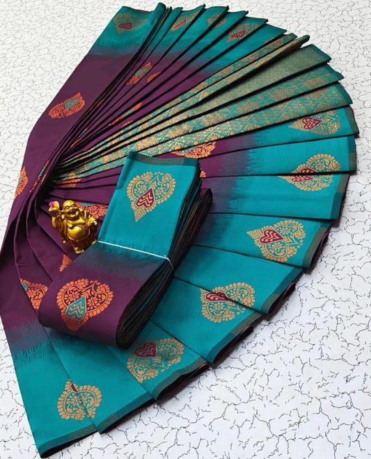 Woven Kanjivaram pure silk Saree (Magenta)