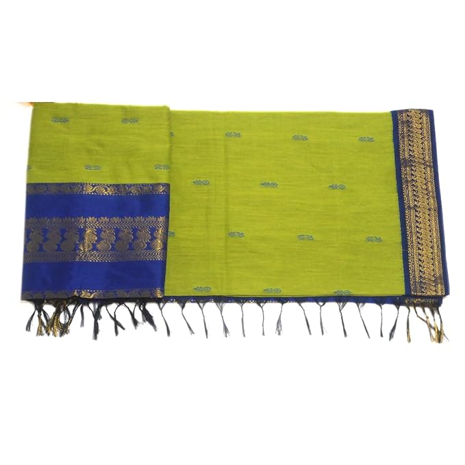 Pure Kalyani Cotton Saree Lata Gadwal Design (Navy & Green)