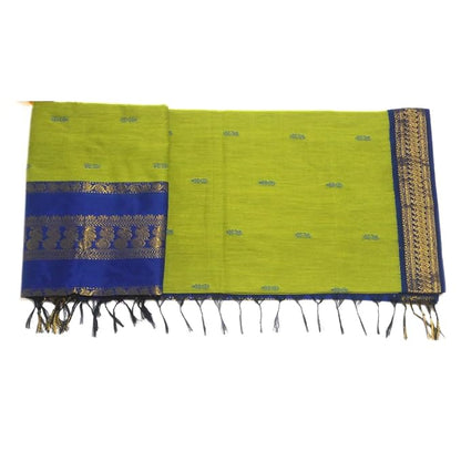 Pure Kalyani Cotton Saree Lata Gadwal Design (Navy & Green)
