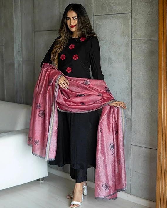 Kurta Set incl pants and scarf ( Black & Red )