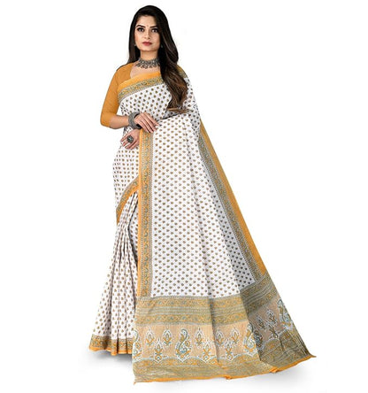 Pure Cotton Printed Mulmul Saree with Blouse Piece