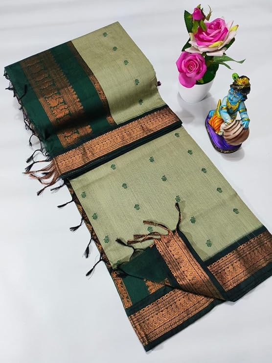 Pure Kalyani Silk cotton Saree (Gray and Copper)