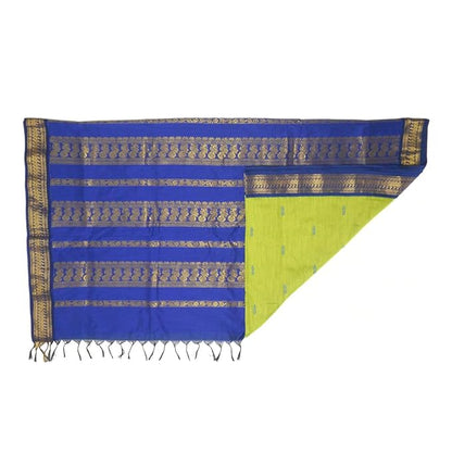 Pure Kalyani Cotton Saree Lata Gadwal Design (Navy & Green)
