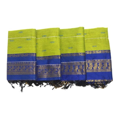 Pure Kalyani Cotton Saree Lata Gadwal Design (Navy & Green)