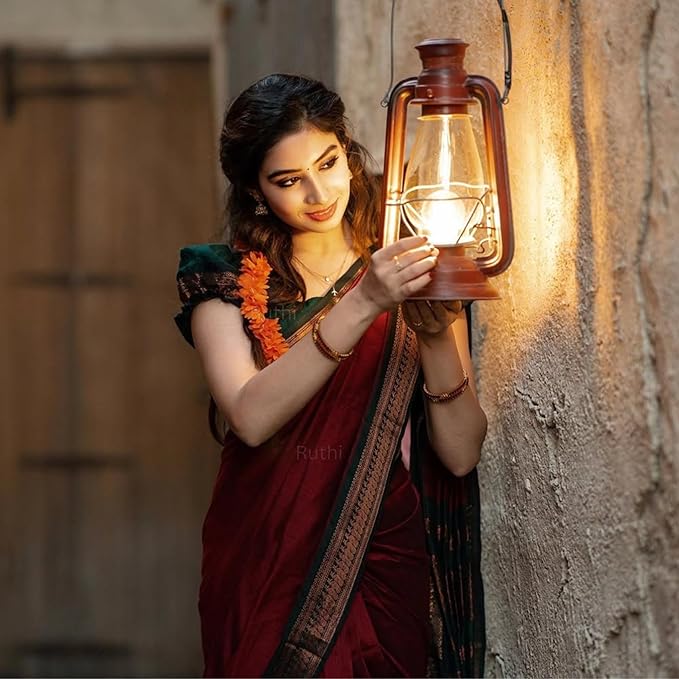 Pue Kalyani Silk cotton Saree (Burgundy & Gold)