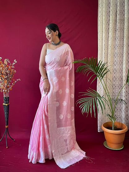 Kanjivaram Banarassi Silk blend with Blouse piece ( Royal Blue & Pink)