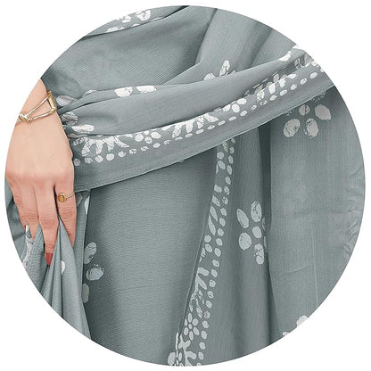 Latest Chiffon Batik Printed Saree with Blouse Piece