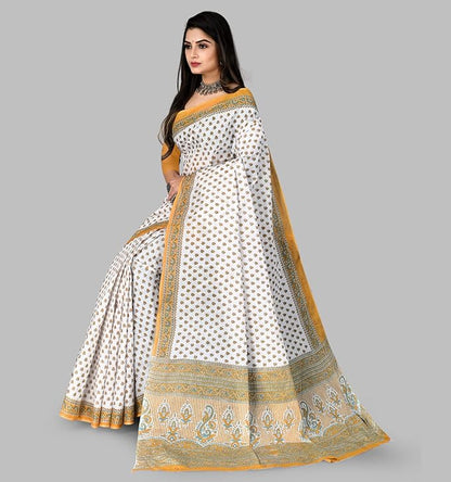 Pure Cotton Printed Mulmul Saree with Blouse Piece