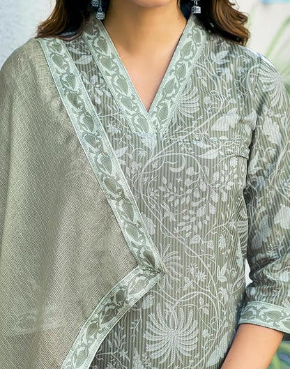 Rayon Viscose Printed Straight Kurta with Pant & Dupatta