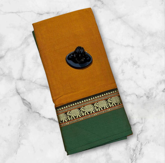 Gold & Green cotton saree - can be converted to practise saree