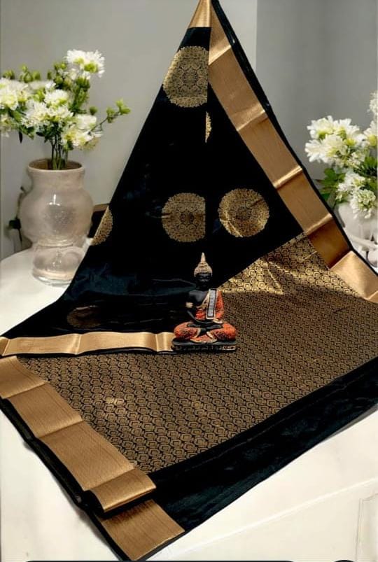 Deep Black & Bronze Kanchipuram Soft Silk