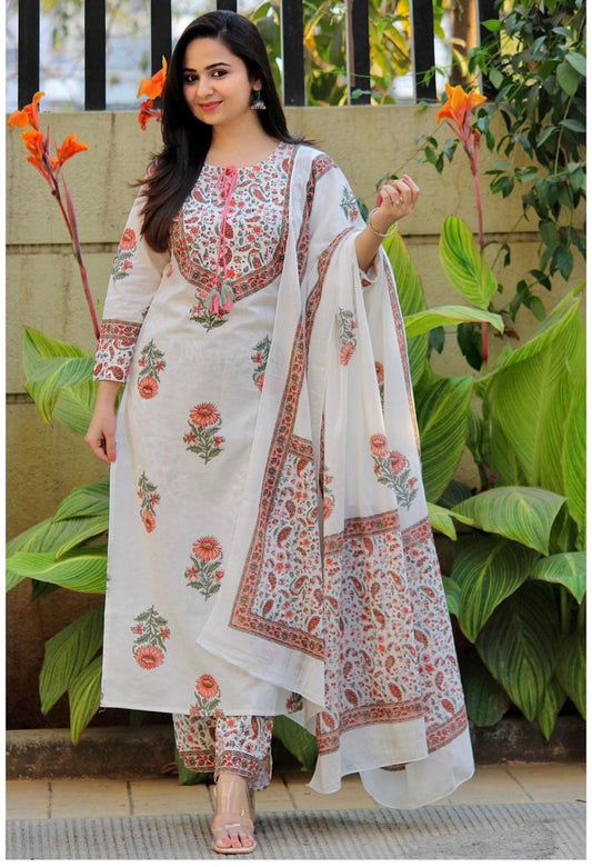 Cotton rayon Kurta pant & dupatta