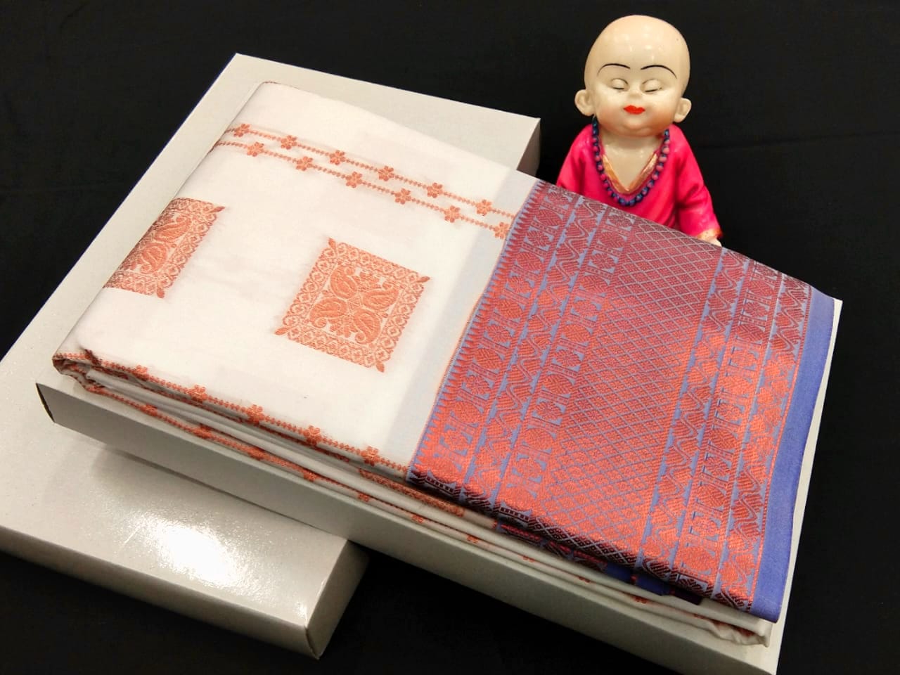 Cream and Bronze Kanchipuram soft silk