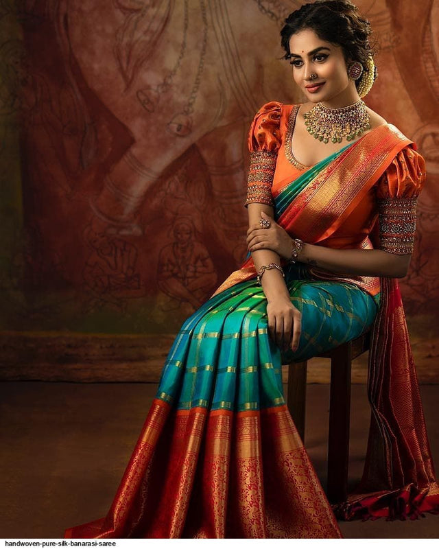 Woven Kanjivaram Art Silk  (Multicolor)